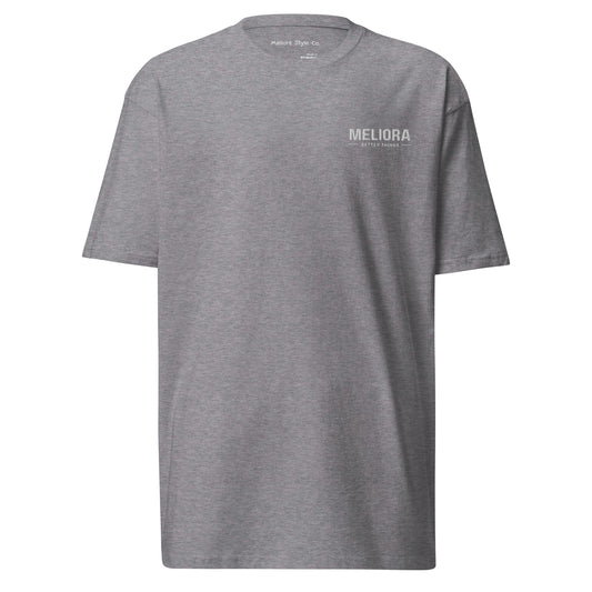 Meliora Basics Embroidered Logo Tee | Grey/White