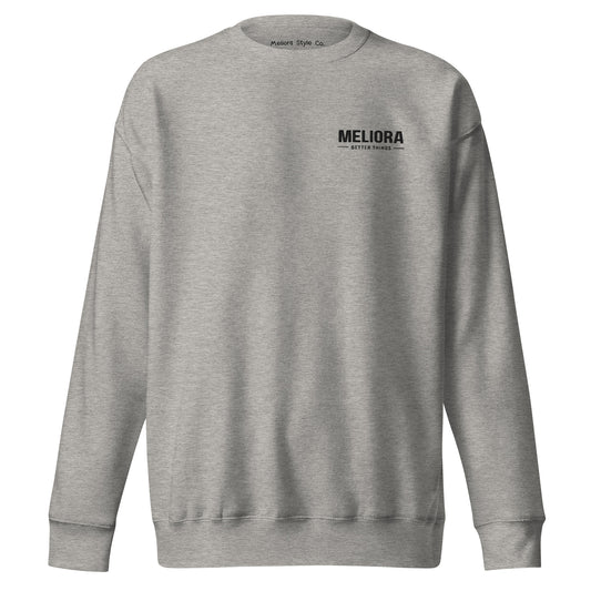 Meliora Basics Embroidered Crewneck | Grey/Black