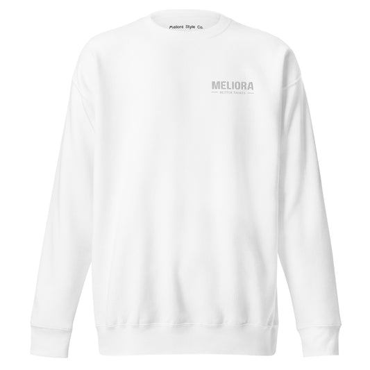 Meliora Basics Embroidered Crewneck | White Out